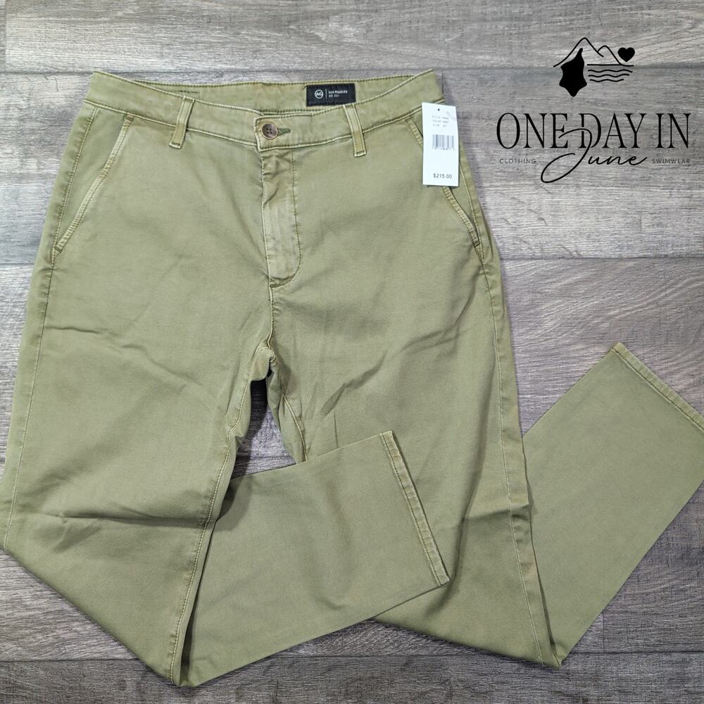 AG Adriano Goldschmied Straight Leg Chino Pants Olive Green NWT Size 4 (27)